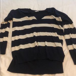 Navy and white striped long sleeve.